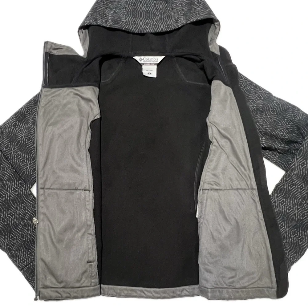 Columbia Jacket Asymmetrical Zip Omni-Shield Softshell Hooded Black Gray Medium